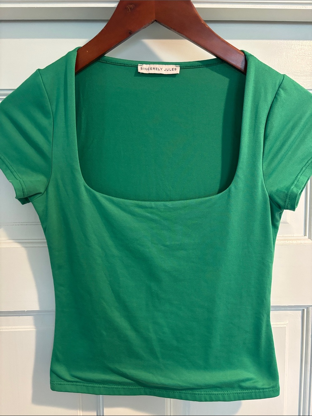Sincerely Jules Emerald Green Square-Neck Short Sleeve Tee